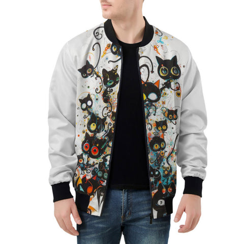 Bomber Jacket Black Cats Art