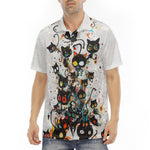 Men's Polo Shirt Black Cats Art