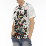 Men's Polo Shirt Black Cats Art