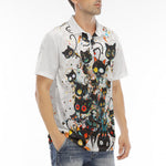 Men's Polo Shirt Black Cats Art