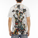 Men's Polo Shirt Black Cats Art
