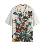 Hawaiian Shirt Black Cats Art
