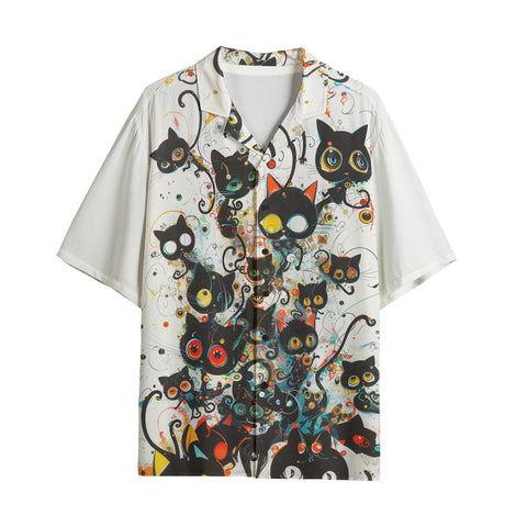 Hawaiian Shirt Black Cats Art
