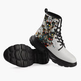 Casual Leather Chunky Boots Black Cats Art