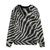 Men's Zip Up Hoodie Zebra Skin Texture