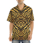Hawaiian Shirt Gold and Black Tiger Print Fabric