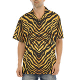 Hawaiian Shirt Gold and Black Tiger Print Fabric