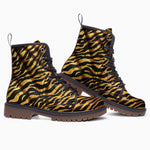 Leather Boots Gold and Black Tiger Print Fabric