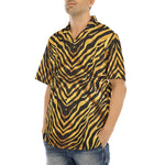 Hawaiian Shirt Gold and Black Tiger Print Fabric