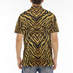 Men's Polo Shirt Gold and Black Tiger Print Fabric
