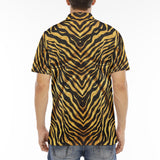 Men's Polo Shirt Gold and Black Tiger Print Fabric