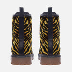 Leather Boots Gold and Black Tiger Print Fabric