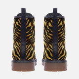 Leather Boots Gold and Black Tiger Print Fabric