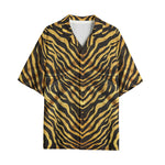 Hawaiian Shirt Gold and Black Tiger Print Fabric
