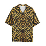 Hawaiian Shirt Gold and Black Tiger Print Fabric