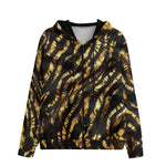 Men's Zip Up Hoodie Shiny Gold and Black Stripes