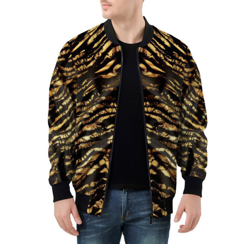 Bomber Jacket Shiny Gold and Black Stripes