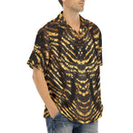 Hawaiian Shirt Shiny Gold and Black Stripes