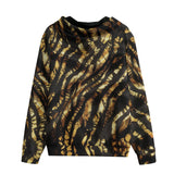 Men's Zip Up Hoodie Shiny Gold and Black Stripes