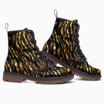 Leather Boots Shiny Gold and Black Stripes