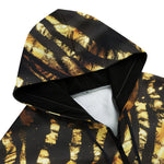 Men's Zip Up Hoodie Shiny Gold and Black Stripes