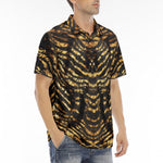 Men's Polo Shirt Shiny Gold and Black Stripes