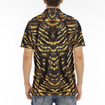 Men's Polo Shirt Shiny Gold and Black Stripes