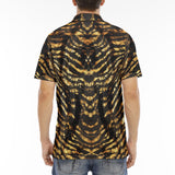 Men's Polo Shirt Shiny Gold and Black Stripes