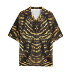 Hawaiian Shirt Shiny Gold and Black Stripes