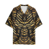 Hawaiian Shirt Shiny Gold and Black Stripes