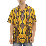 Hawaiian Shirt Yellow and Black Snake Skin Pattern