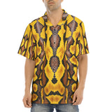 Hawaiian Shirt Yellow and Black Snake Skin Pattern