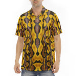 Men's Polo Shirt Yellow and Black Snake Skin Pattern