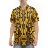 Men's Polo Shirt Yellow and Black Snake Skin Pattern