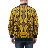 Bomber Jacket Yellow and Black Snake Skin Pattern