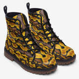 Leather Boots Yellow and Black Snake Skin Pattern