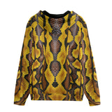 Men's Zip Up Hoodie Yellow and Black Snake Skin Pattern