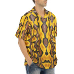 Hawaiian Shirt Yellow and Black Snake Skin Pattern