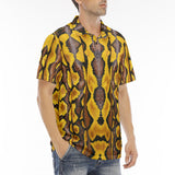 Men's Polo Shirt Yellow and Black Snake Skin Pattern