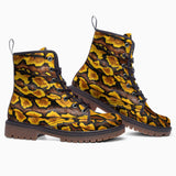 Leather Boots Yellow and Black Snake Skin Pattern