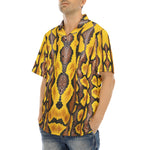 Hawaiian Shirt Yellow and Black Snake Skin Pattern