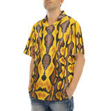 Hawaiian Shirt Yellow and Black Snake Skin Pattern