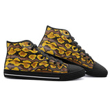 High-Top Canvas Shoes Yellow and Black Snake Skin Pattern