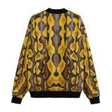 Bomber Jacket Yellow and Black Snake Skin Pattern