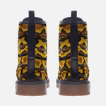 Leather Boots Yellow and Black Snake Skin Pattern