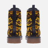 Leather Boots Yellow and Black Snake Skin Pattern