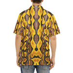 Hawaiian Shirt Yellow and Black Snake Skin Pattern