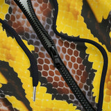 Men's Zip Up Hoodie Yellow and Black Snake Skin Pattern