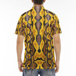 Men's Polo Shirt Yellow and Black Snake Skin Pattern