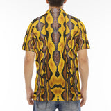 Men's Polo Shirt Yellow and Black Snake Skin Pattern